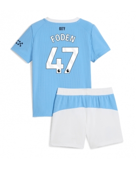 Manchester City Phil Foden #47 Maglia Gara Casa Repliche 2025-26 Bambino Maniche Corte Manchester City Phil Foden #47 Maglia Gara Casa Repliche 2025-26 Bambino Maniche Corte